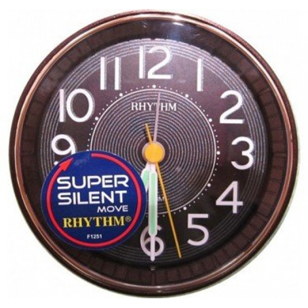 Rhythm Super Silent Alarm Clock 4 Steps Increasing Beep,Snooze,Light,Super Silent Move Analog